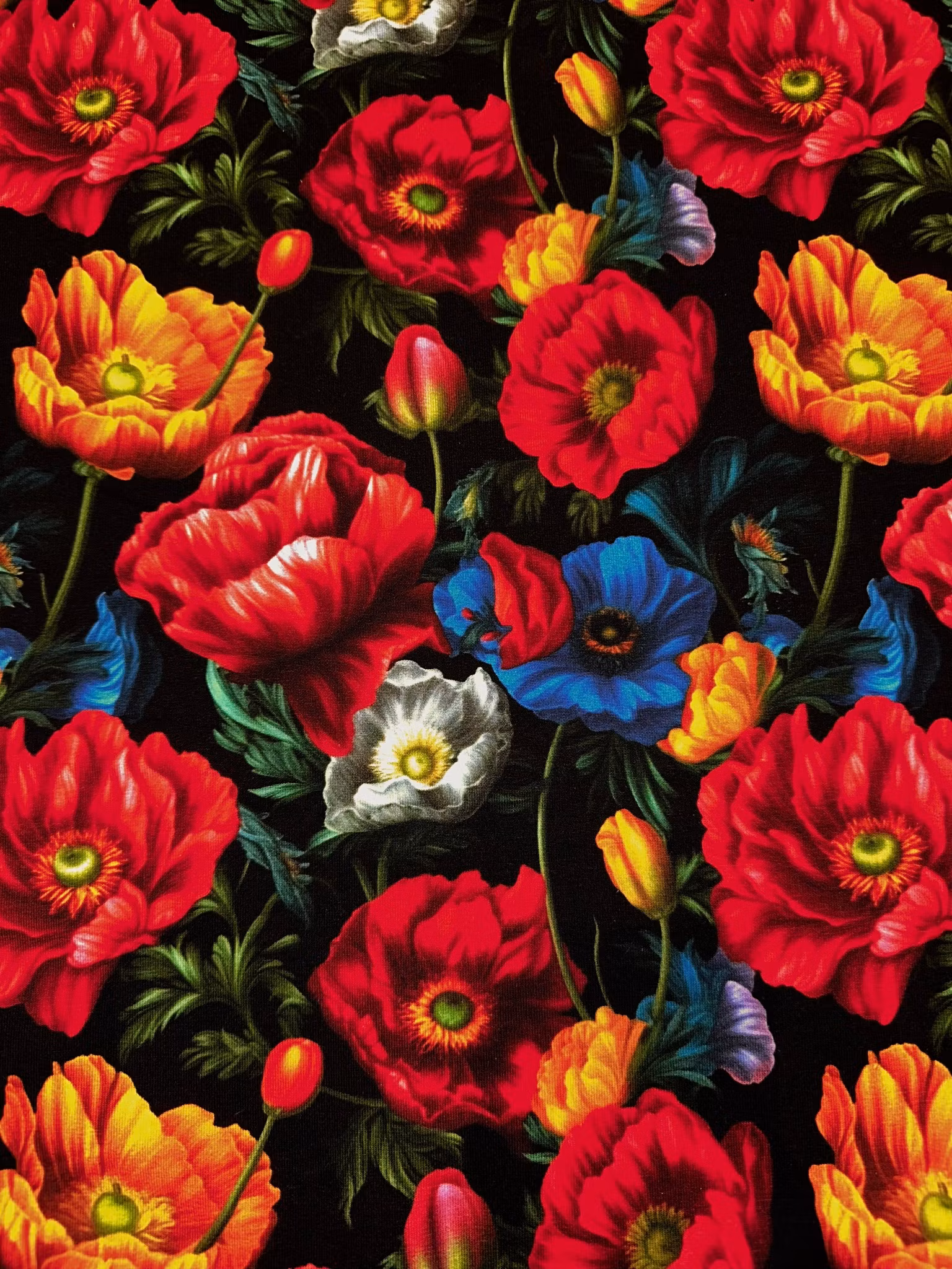 Tyg tyger French Terry college jogging öglad baksida blommor