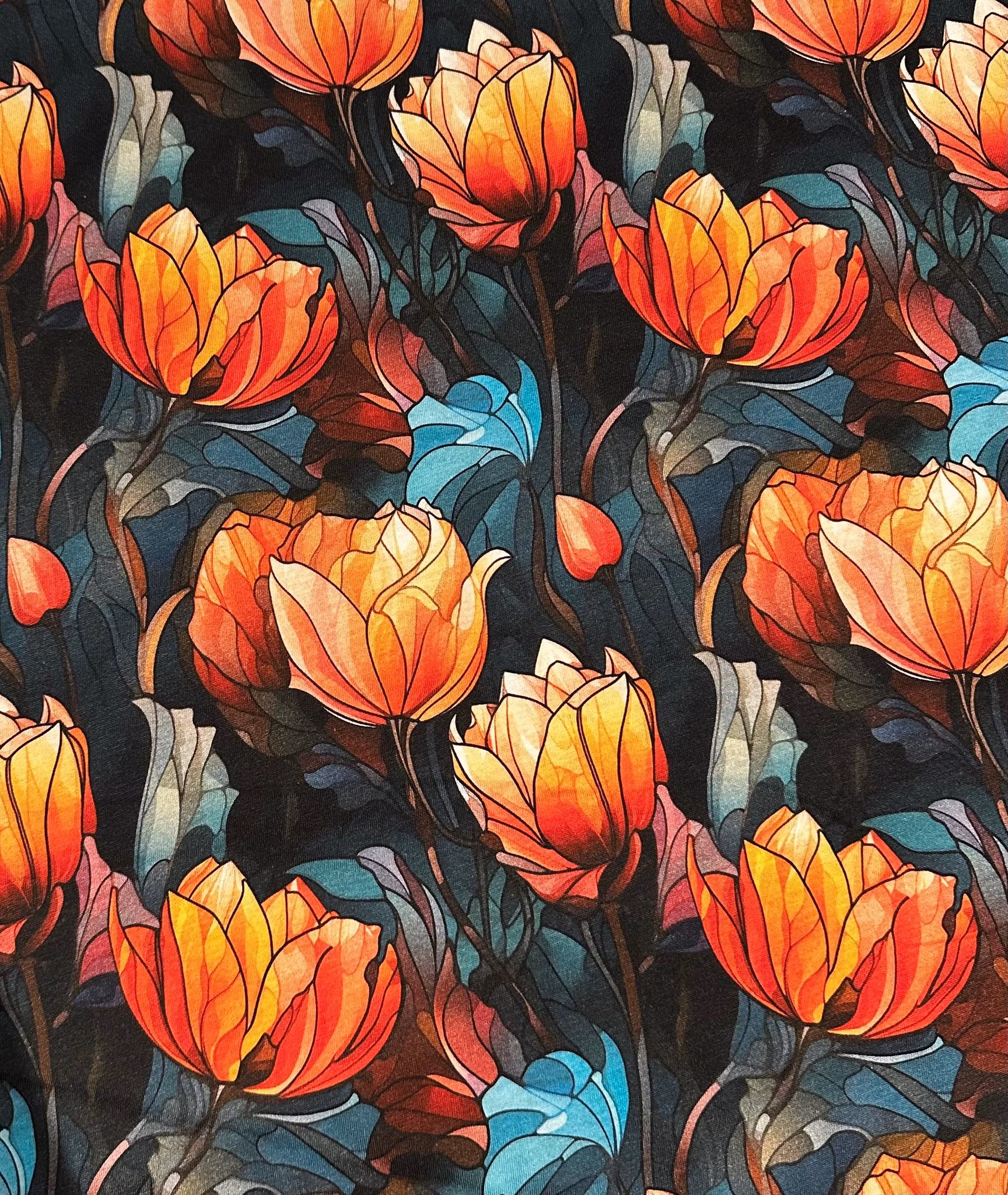 Tyg tyger trikå singel Jersey bomull blommor