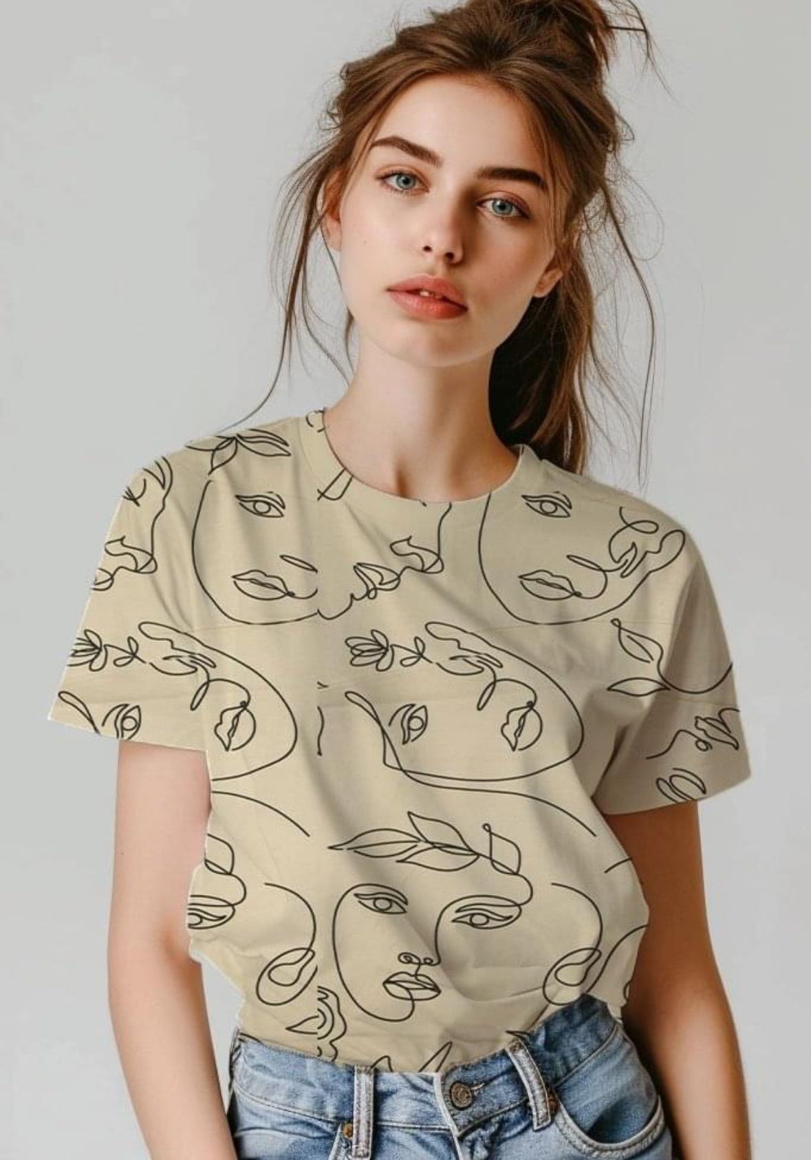 Ansikte Beige Single Jersey  OUTLET