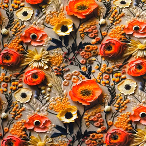 Blommor 3D College French Terry