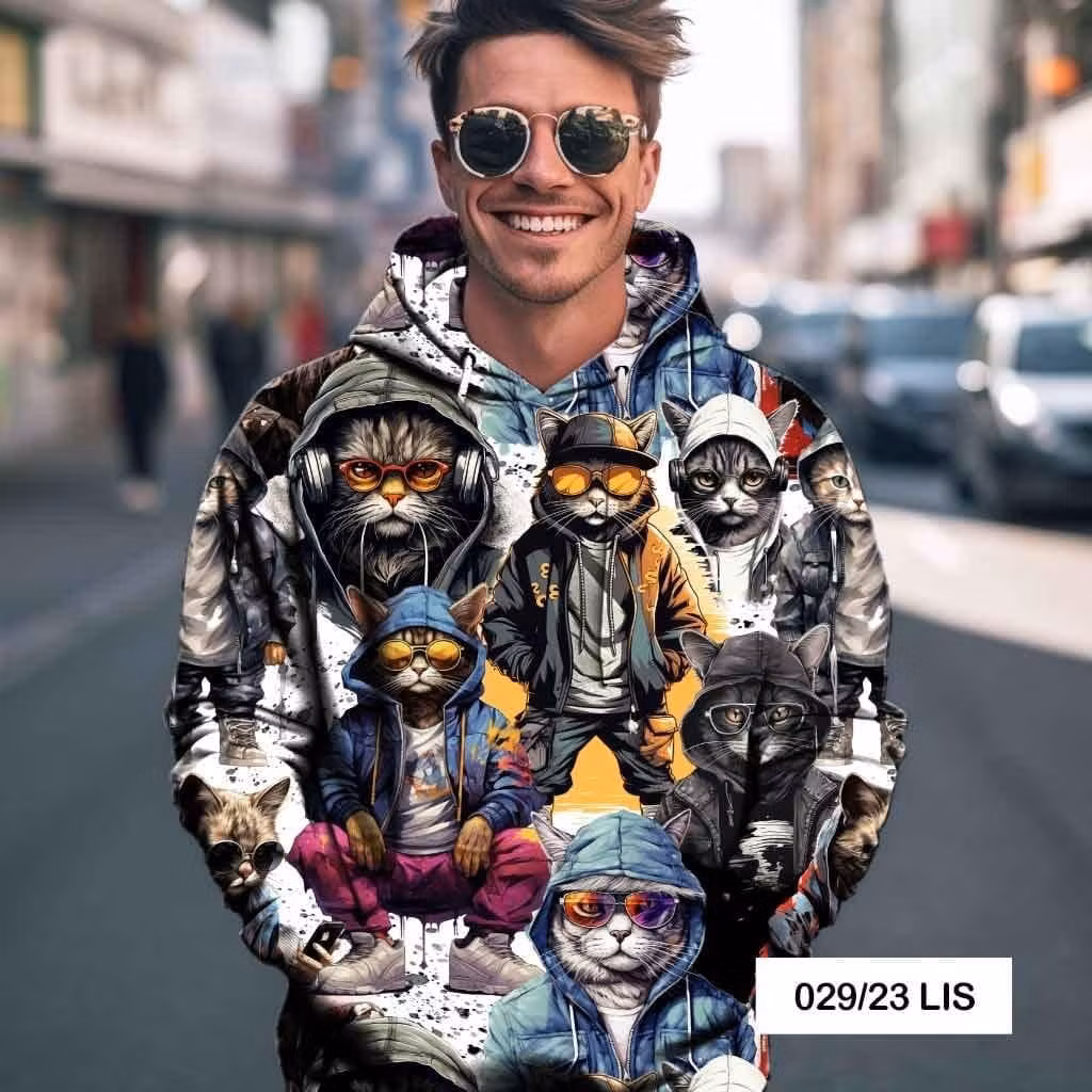 Tyg tyger French Terry college jogging öglad baksida katt