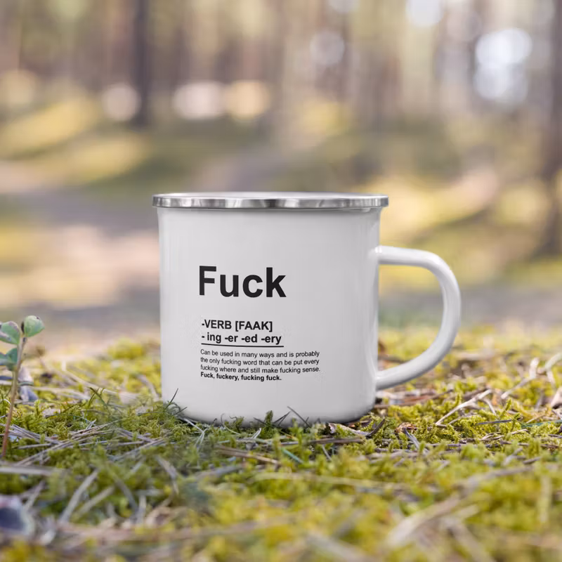 Emaljmugg Fuck - White - 12 oz