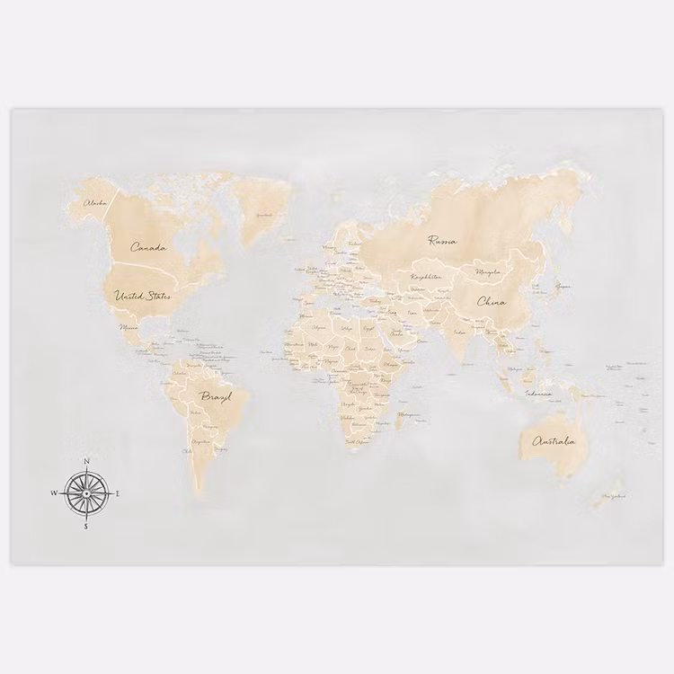 World Map beige