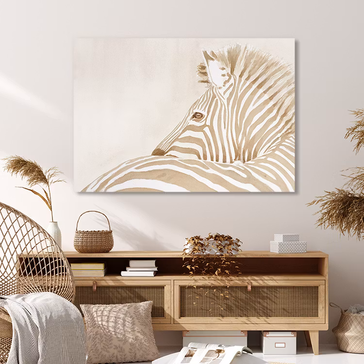 Zebra in beige Canvas Print