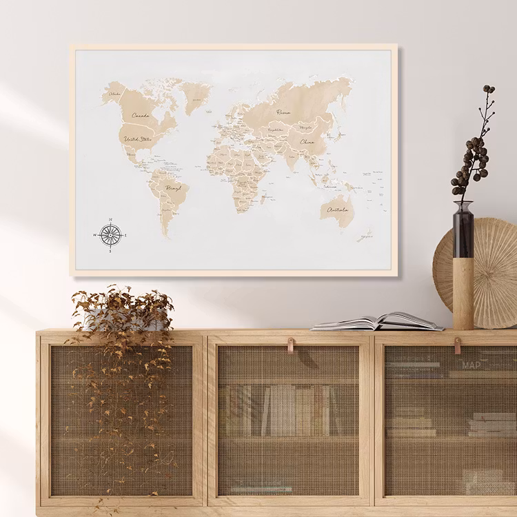 Gallery Wall World Map beige – Fine Art Print