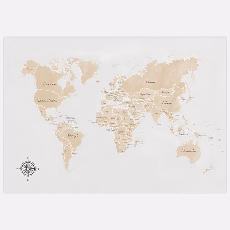 Gallery Wall World Map beige – Fine Art Print
