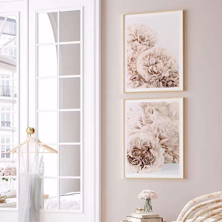 Gallery Wall Beige Roses Art Prints