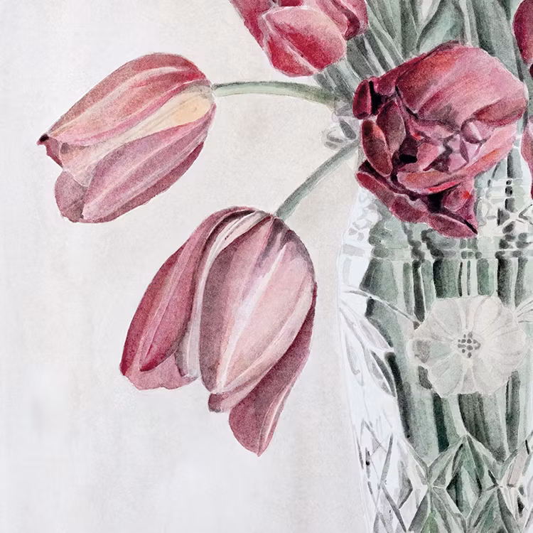 Tulips in vase Art Print