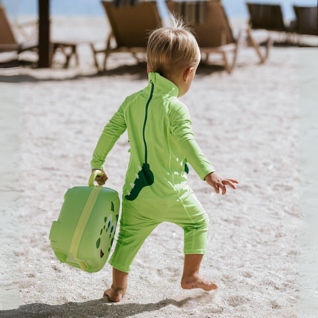 UV-dräkt till barn från My Carry Potty - Dinosaurie- långärmad uvdräkt med skyddande hatt