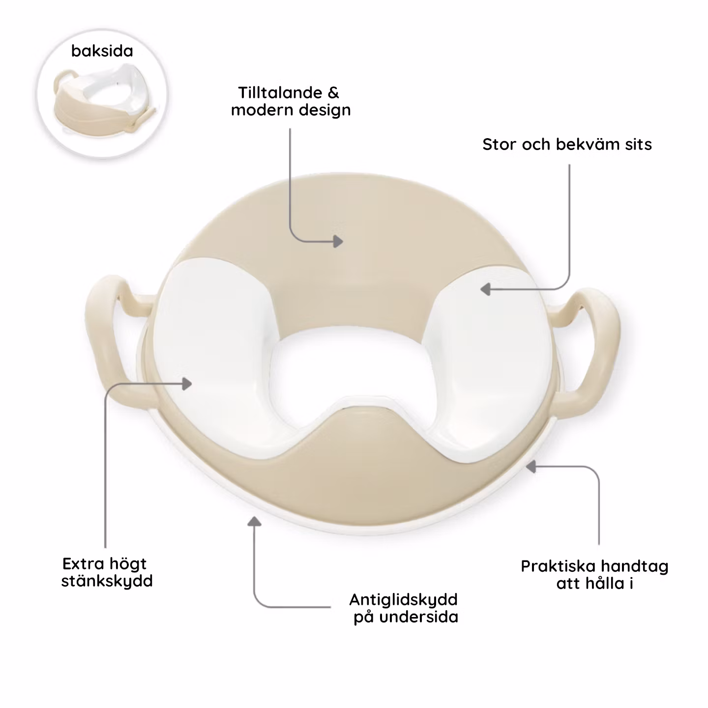 Set med sits & pall till badrummet för barn i Naturbeige