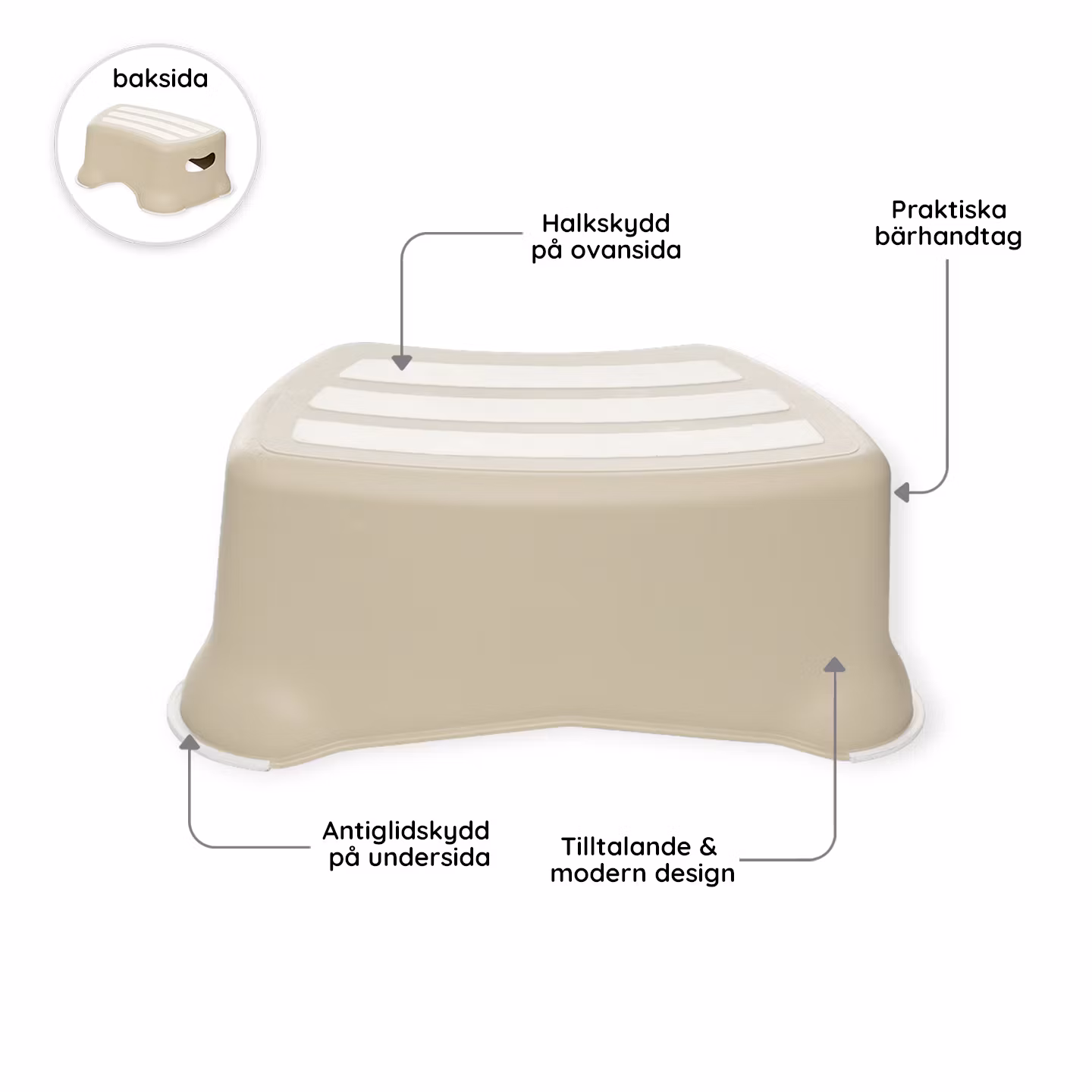 Fint set i pastellfärg med toalettsits & badrumspall Naturbeige