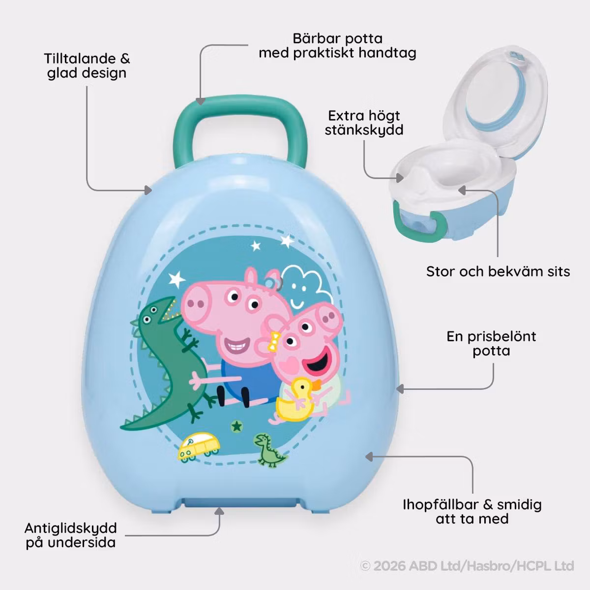 My Carry Potty med populära Greta Gris i blått