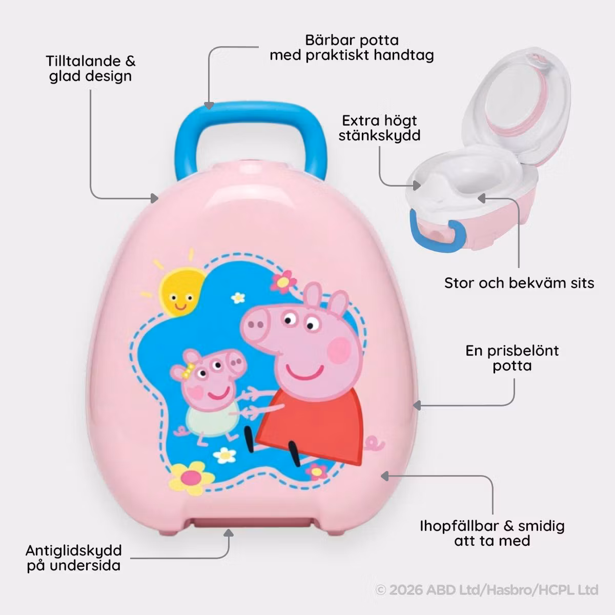 My Carry Potty Potta, Toalettsits, Pall & Potträningsbyxor - Potträning & Toalettset Greta Gris rosa