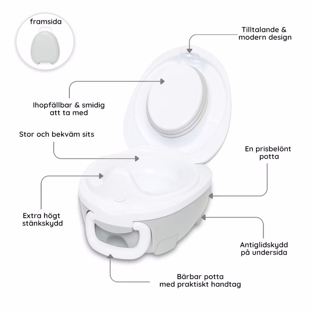 My Carry Potty potta till barn & Potträningsbyxor - Pastellgrå