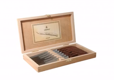 Laguiole Grillkniv 6st brunt trähandtag, räfflad egg [40268323]