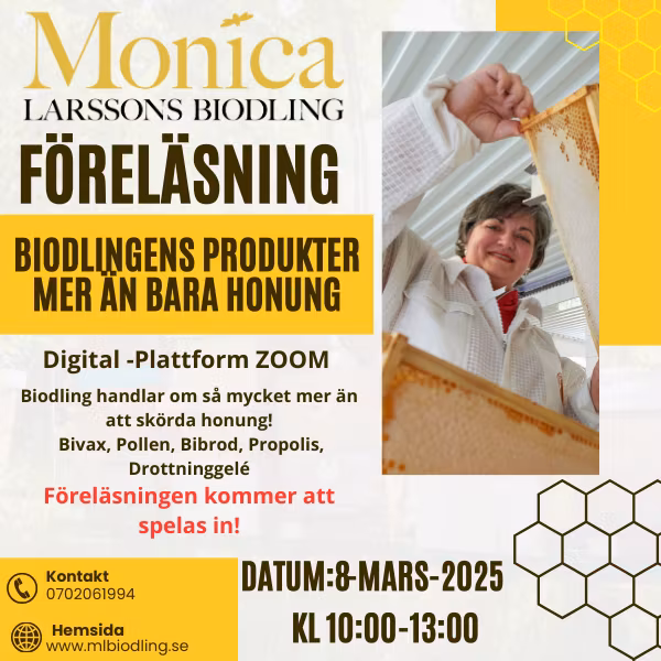Föreläsning Biodlingens produkter 22 mars 2025 OBS Förflyttat datum