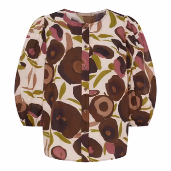 Blus blommig brun