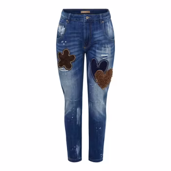 Jeans med hjärtan & blomma