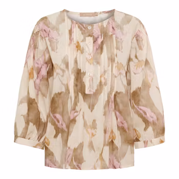 Beige mönstrad blus