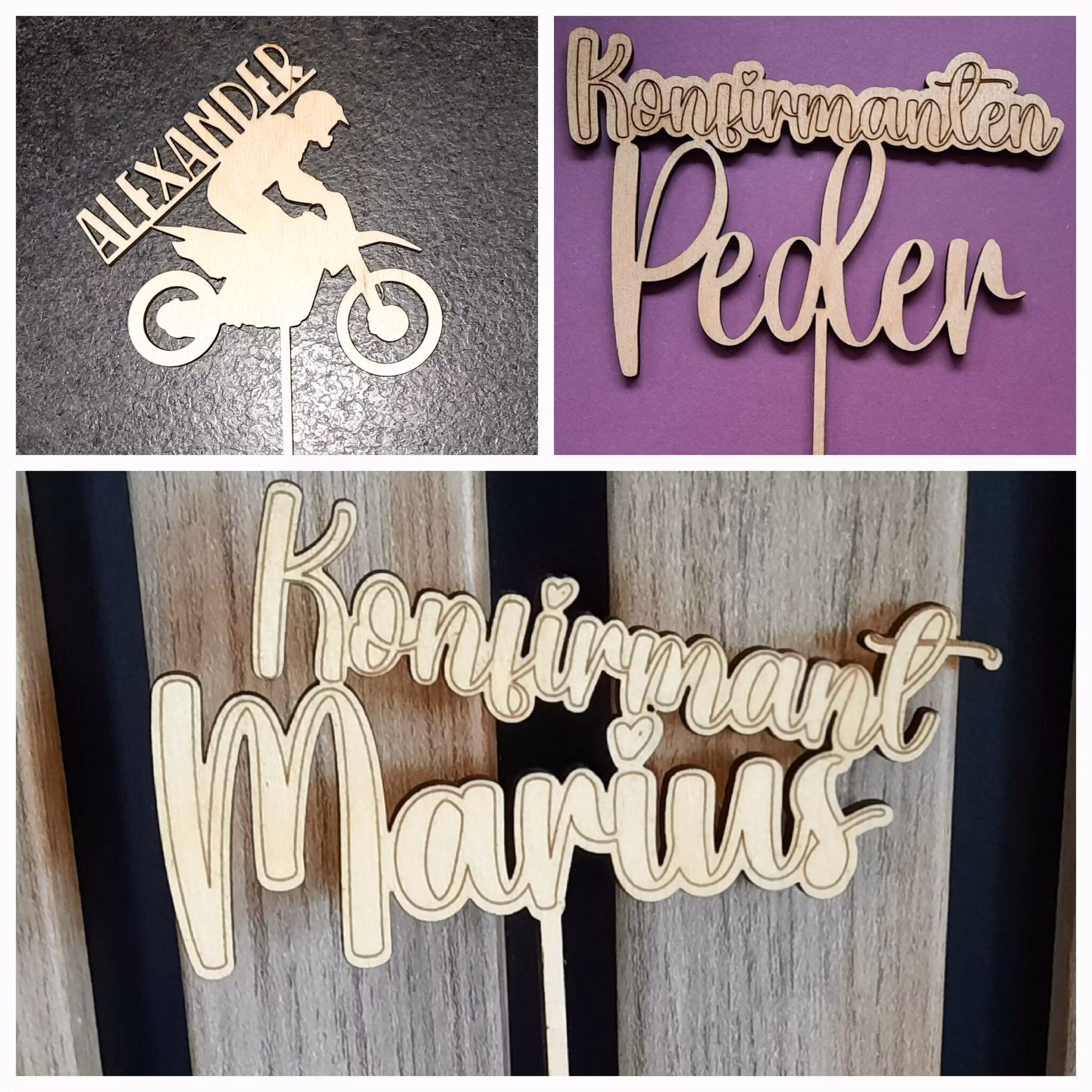 Kaketopp med Konfirmant/dåpsbarn og navn
