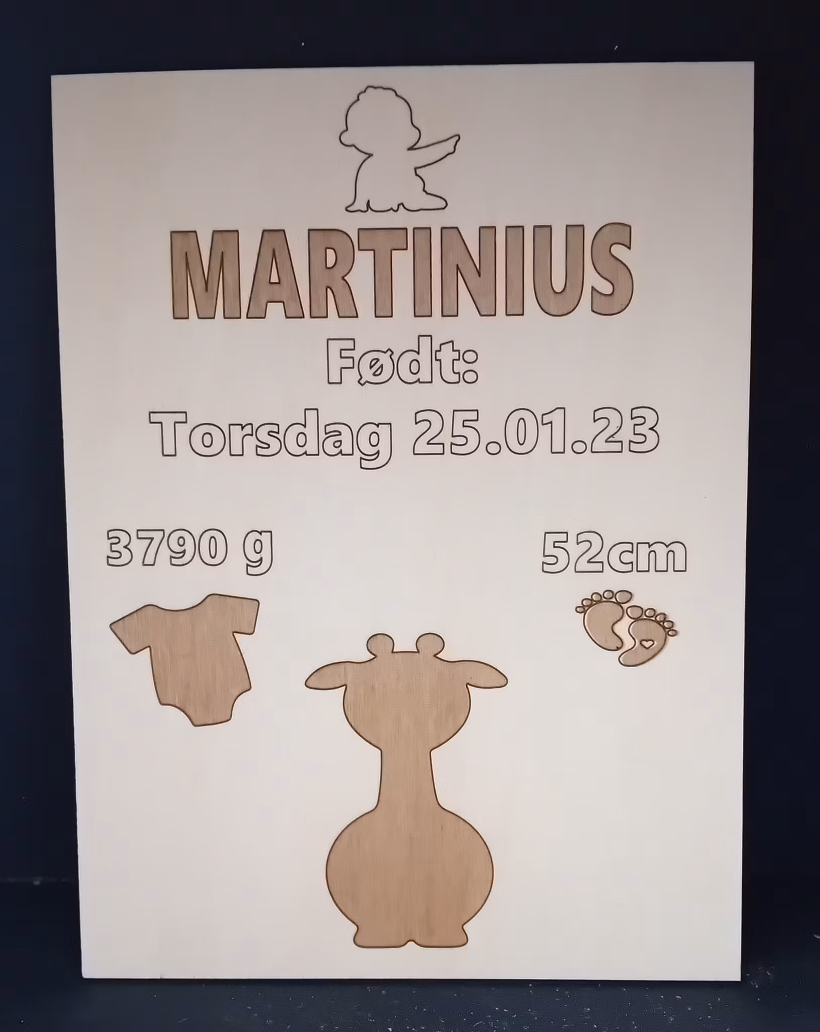 Fødsels-skilt/plakat, 14*18,7cm.