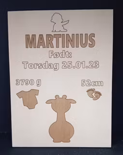 Fødsels-skilt/plakat, 14*18,7cm.