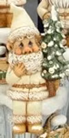 Tomte som sitter m. gran J-2849