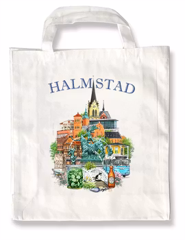 Tygkasse Halmstad emblem 37,5 x 40 cm bälg