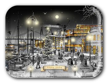 Bricka Göteborg Eriksberg Natt 27 x 20 cm