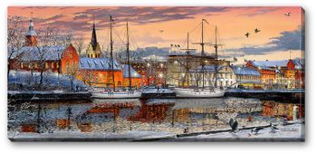 Canvas Halmstad Slott Vinter 112 x 50 x 2,5 cm.