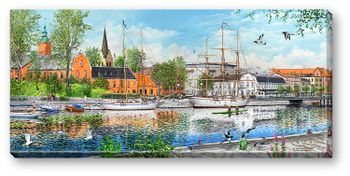 Canvas Halmstad Slott Sommar 64 x 29 x 2 cm.