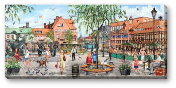 Canvas Halmstad Stora Torg 64 x 29 x 2 cm.