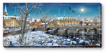 Canvas Falkenberg Tullbron Vinter 64 x 29 x 2 cm.