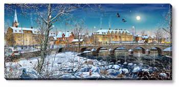 Canvas Falkenberg Tullbron Vinter 112 x 50 x 2,5 cm.