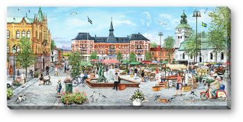 Canvas Varberg Torget Sommar 64 x 29 x 2 cm.