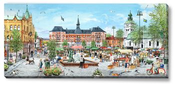 Canvas Varberg Torget Sommar 112 x 50 x 2,5 cm.