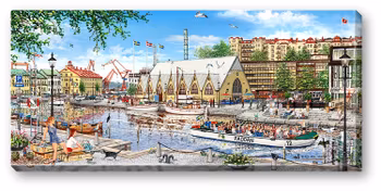 Canvas Göteborg Feskekörka Sommar 64 x 29 x 2 cm.