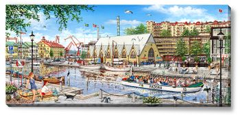 Canvas Göteborg Feskekörka Sommar 112 x 50 x 2,5 cm.