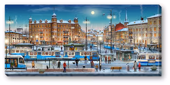 Canvas Göteborg Järntorget Vinter 64 x 29 x 2 cm.