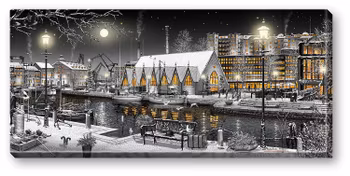 Canvas Göteborg Feskekörka Natt 64 x 29 x 2 cm.