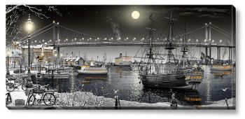 Canvas Göteborg Klippan Natt 112 x 50 x 2,5 cm.