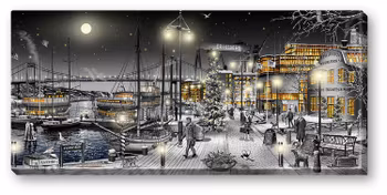Canvas Göteborg Eriksberg Väst Natt 64 x 29 x 2 cm.