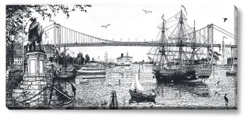 Canvas Göteborg Gråskala 112 x 50 x 2,5 cm.