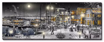 Canvas Göteborg Eriksberg Väst Natt 160 x 60 x 3 cm
