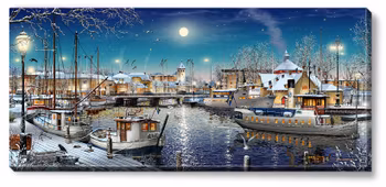 Canvas Uddevalla Hamn Vinter 112 x 50 x 2,5 cm.