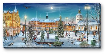 Canvas Varberg Torg  Vinter 64 x 29 x 2 cm.