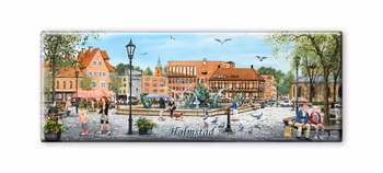 Magnet Halmstad Stora Torg med kyrkan