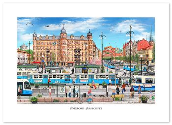 Poster Göteborg Järntorget Sommar 70 x 50 cm