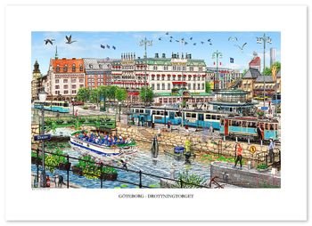 Poster Göteborg Drottningtorget Sommar 70 x 50 cm