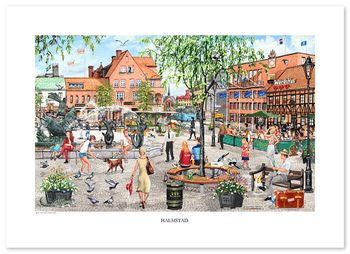 Poster Halmstad stora torg 70 x 50 cm